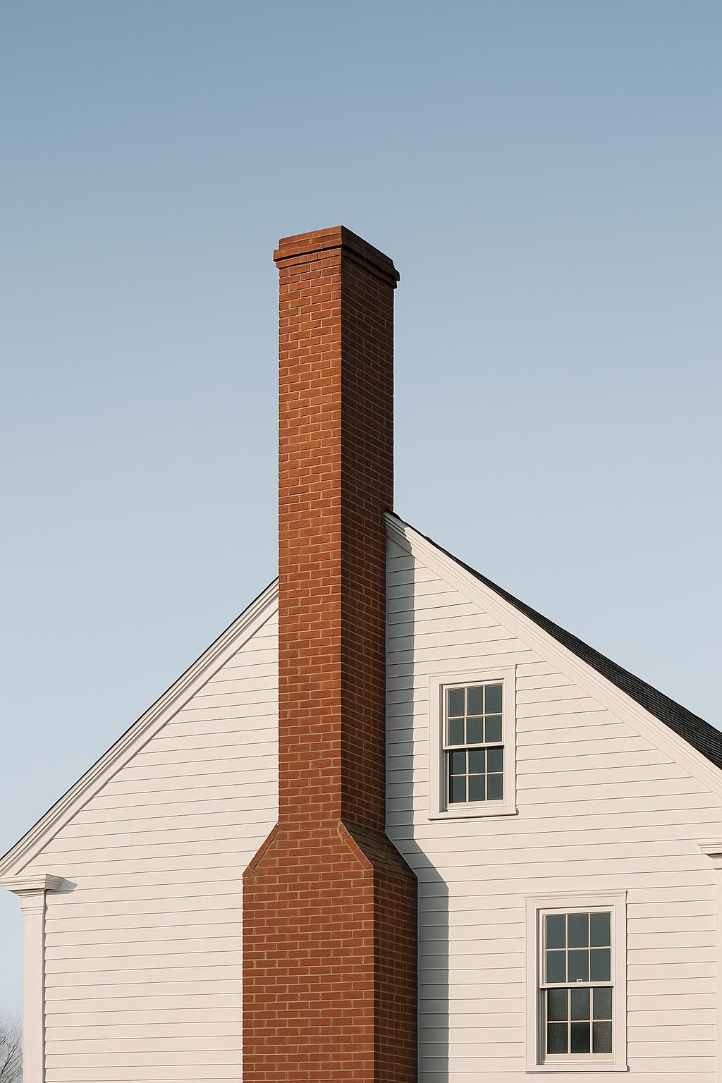 Brick chimney on a colonial house (illustration)